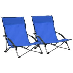 VidaXL Strandstoelen 2 st inklapbaar stof blauw