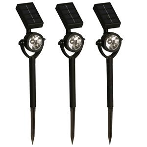 LuxForm Solar tuinlamp/spotlamp - 3x - zwart - LED Softtone effect - oplaadbaar - L8 x B5,5 x H35 cm -