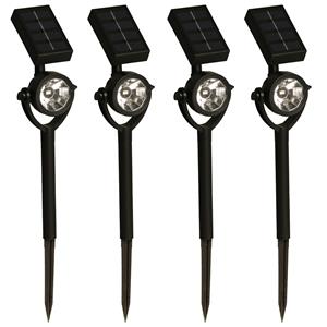 LuxForm Solar tuinlamp/spotlamp - 4x - zwart - LED Softtone effect - oplaadbaar - L8 x B5,5 x H35 cm -