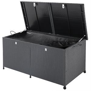 Casaria Polyrattan-Auflagenbox Schwarz 150x77x73cm mit Rollen