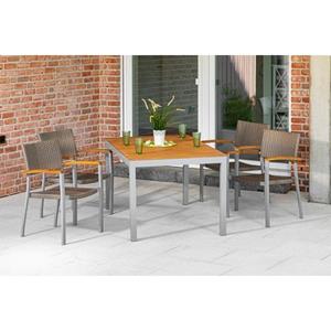 MERXX Tuin-eethoek Silano 4 stapelbare tuinstoelen, tuintafel (5-delig)