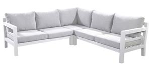 Yoi Loungeset Midori hoekset Wit frame, Grijze kussens