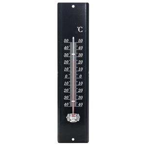 Lifetime Garden zon/schaduw thermometer zwart voor buiten 29.5 cm van metaal -