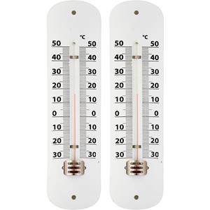 2x Thermometers wit voor binnen en buiten -