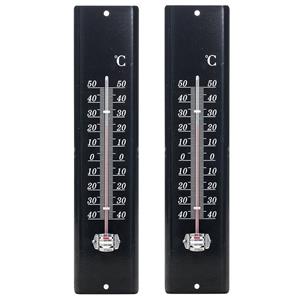 Lifetime Garden - 2x stuks - thermometer - zwart - voor binnen en buiten -