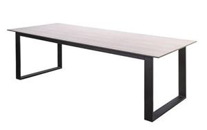 Yoi Teeburu table 240x100cm. alu black/travertin