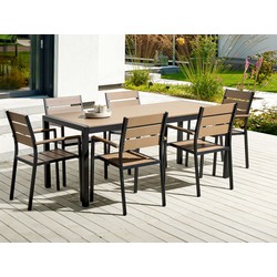 BELIANI Tuintafel aluminium lichtbruin/zwart 180 x 90 cm VERNIO