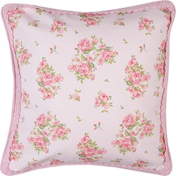 Clayre & Eef Kussenhoes Stoelkussen 40x40 cm Roze Katoen Rozen