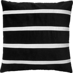 Dutch Decor PEMM - Sierkussen velvet 45x45 cm - raven - zwart - witte streepjes - 