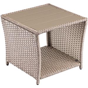 Casaria - Polyrattan Beistelltisch wpc Tischplatte 45x45x40cm Wetterfest Outdoor Garten Terrasse Balkon Kaffeetisch Gartenmöbel creme