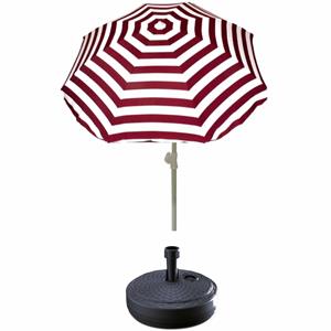 Summertime Rood gestreepte strand/tuin basic parasol van nylon 180 cm + parasolvoet antraciet -