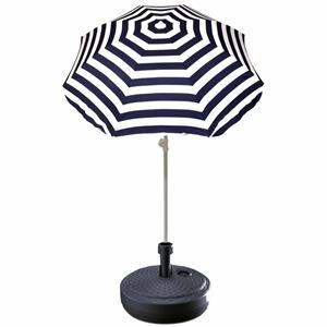Summertime Blauw gestreepte strand/tuin basic parasol van nylon 180 cm + parasolvoet antraciet -