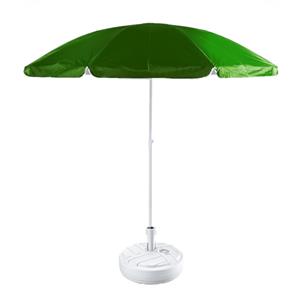 Groen strand/tuin basic parasol van nylon 200 cm + parasolvoet wit -