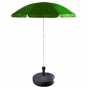 Groen strand/tuin basic parasol van nylon 200 cm + parasolvoet antraciet rotan -