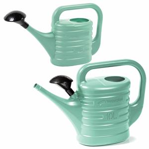 2x stuks kunststof tuin gieters 5 en 10 liter mintgroen -