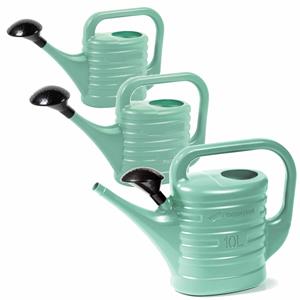 3x stuks kunststof tuin gieters 2, 5 en 10 liter mintgroen -