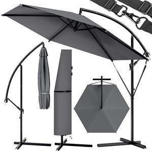 kingsleeve Sonnenschirm 330cm inkl. Abdeckung uv Schutz 30+ Ständer Kurbel Alu schwenkbar neigbar Garten Terrasse 3,3m Ampelschirm 4 Farben anthrazit