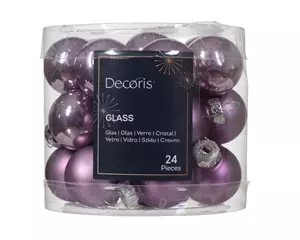 Decoris Kerstballen glas 2.5cm lila 24st