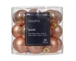 Decoris Kerstballen glas 2.5cm rose 24st