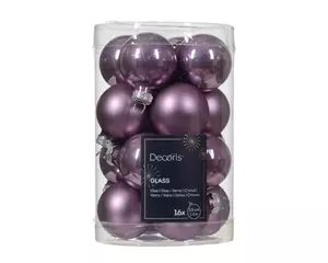 Decoris Kerstbalmix glas 3.5cm  lila 16st