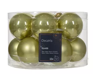 Decoris Kerstbalmix glas 5cm pistache 12st