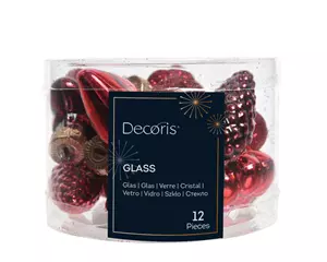 Decoris Kerstballen set mini rood 12st