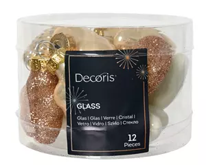 Decoris Kerstballen set mini parel 12st