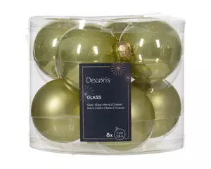 Decoris Kerstbalmix glas 7cm pistache 8st