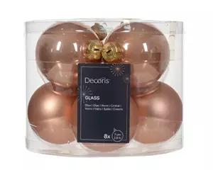 Decoris Kerstbalmix glas 7cm rose 8st