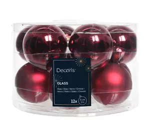 Decoris Kerstbalmix glas 5cm ossenbloed 12st