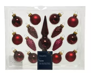 Decoris Kerstballen set glas ossenbloed 15st