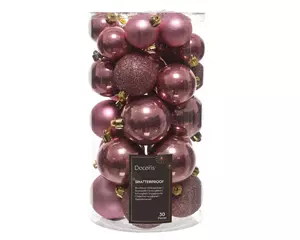 Decoris Kerstbalmix kunststof 6cm roze 30st