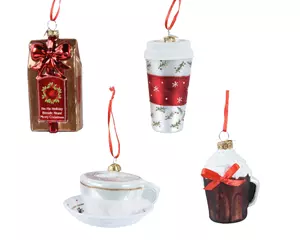 Decoris Kersthanger glas koffie 5.5x5.5x10cm