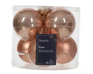 Decoris Kerstbalmix glas 8cm rose 6st