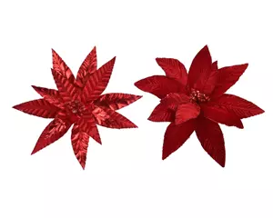 Decoris Poinsettiaclip polyester 30x5cm rood