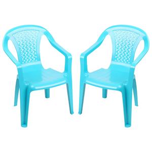 Sunnydays Kinderstoel - 2x - blauw - kunststof - buiten/binnen - L37 x B35 x H52 cm -