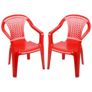 Sunnydays Kinderstoel - 2x - rood - kunststof - buiten/binnen - L37 x B35 x H52 cm -
