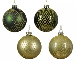 Decoris Kerstbal glas mat / glans met goud 8cm