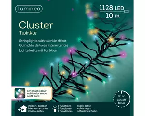 Lumineo Led cluster lights 1050cm zwart/soft multi