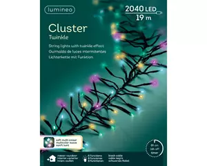 Lumineo Led cluster lights 1900cm zwart/soft multi