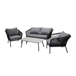 Nest outdoor Emil 4 delige tuin loungeset donkergrijs - met zitkussens