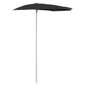 VidaXL Parasol half met paal 180x90 cm zwart