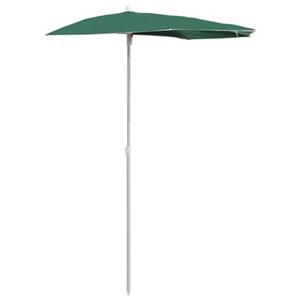 vidaXL Parasol half met paal 180x90 cm groen