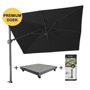 Platinum Challenger T2 Premium 300x300 cm Faded Black + parasolvoet 90kg + parasolhoes