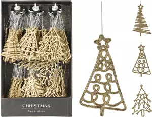 Home & Styling Kersthanger Kerstboom opgegewerkt 14cm - Champagne