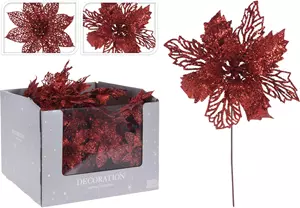 Home & Styling Kerstbloem steker 21cm - Rood