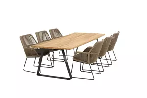 4 Seasons Outdoor Ramblas tuinset met teak Basso tafel met alu poten | 