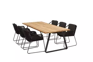 4 Seasons Outdoor Accor tuinset antraciet met teak Basso tafel met alu poten | 