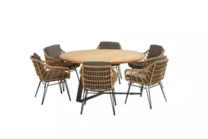 4 Seasons Outdoor Cottage tuinset met teak ronde Basso tafel met alu poten | 