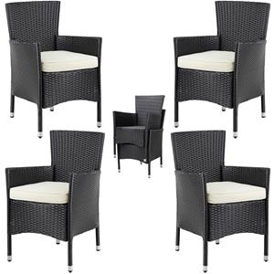 Casaria Polyrattan Tuinstoelen Stapelbaar 4 Stuks Grijs/Antraciet